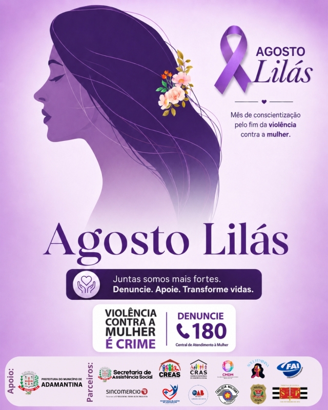 Adamantina promove Agosto Lilás com ações contra a violência à mulher