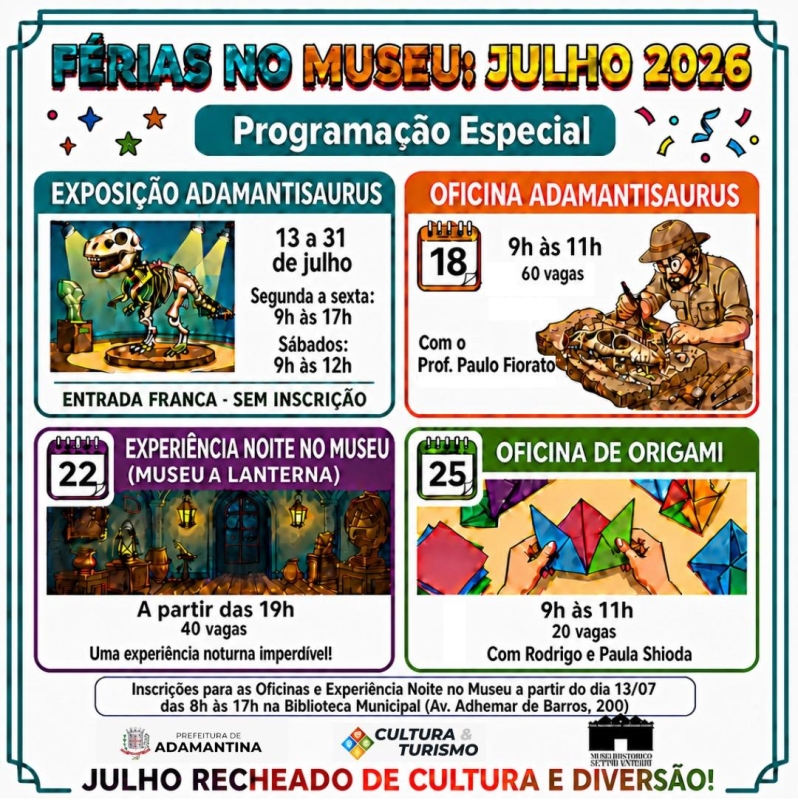 Programação de Férias no Museu de Adamantina: Atividades para Toda a Família