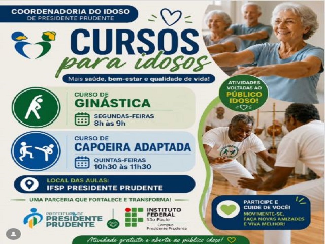 Cursos Gratuitos de Ginástica e Capoeira para Idosos em Presidente Prudente