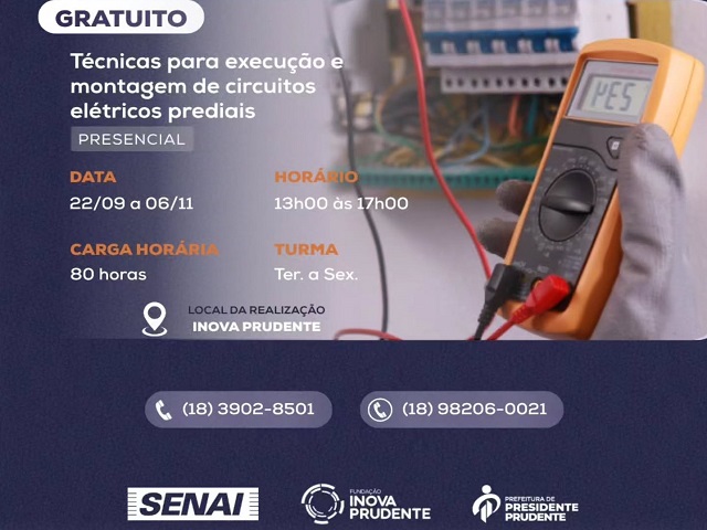 Inscrições abertas para curso de Montagem de Circuitos Elétricos em Prudente