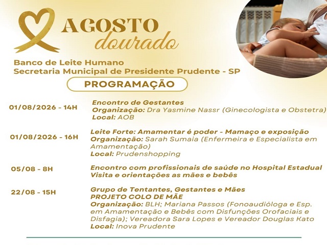Campanha Agosto Dourado em Presidente Prudente Incentiva Aleitamento Materno