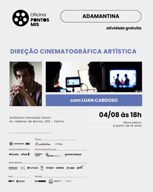 Oficina Gratuita de Direção Cinematográfica em Adamantina nesta Terça-feira
