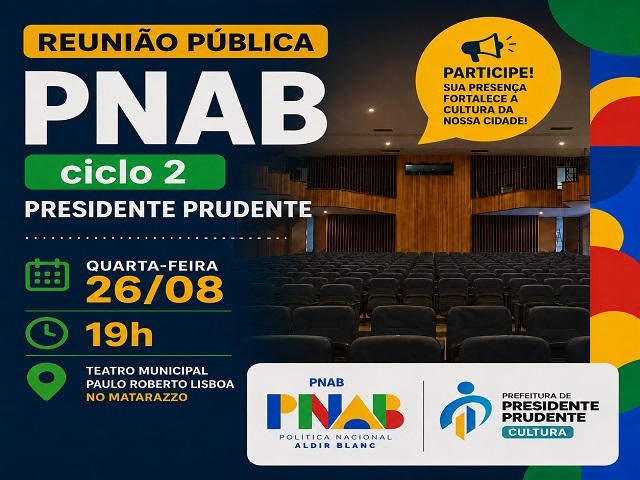 Mudança de data da reunião sobre a Política Nacional Aldir Blanc em Presidente Prudente