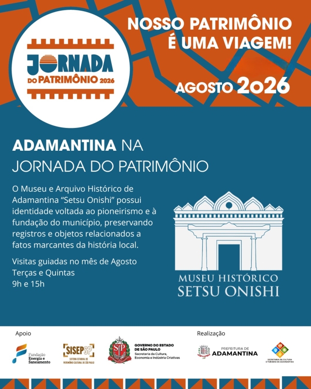 Museu de Adamantina Participa da Jornada do Patrimônio 2026 em São Paulo