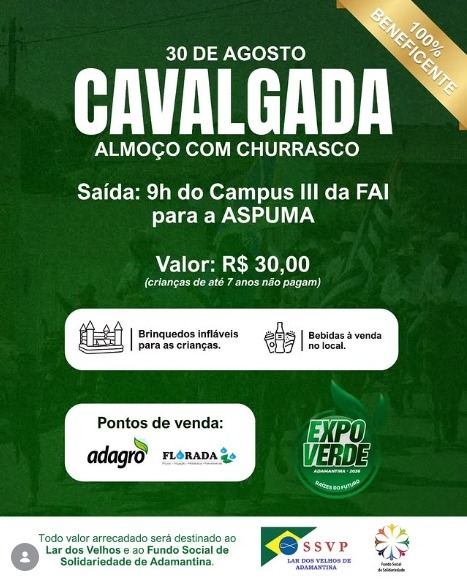 Cavalgada da ExpoVerde 2026: Tradição e Solidariedade em Adamantina