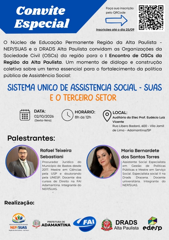 Adamantina sedia I Encontro de OSCs sobre Assistência Social e SUAS