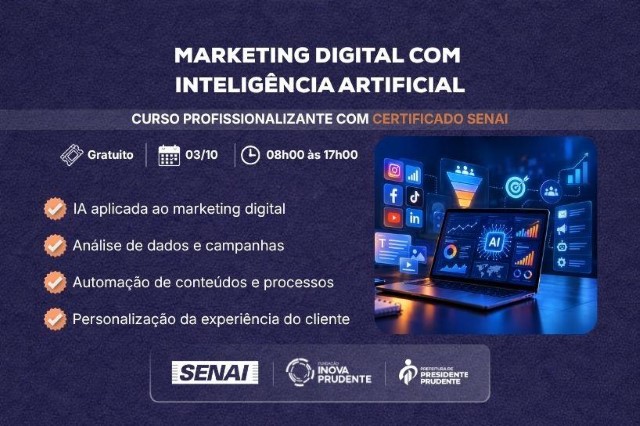 Curso Gratuito de Marketing Digital com Inteligência Artificial do Senai Está com Inscrições Abertas