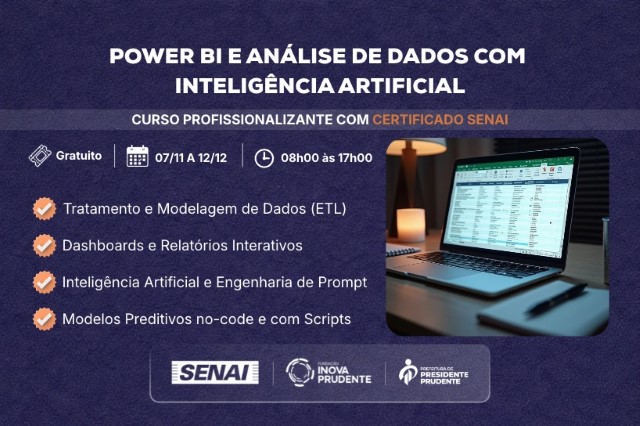 Curso Gratuito de Power BI e Análise de Dados com IA no Senai