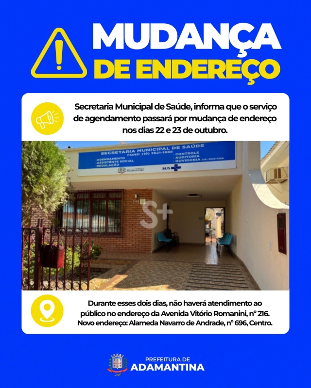 Mudança de Endereço do Serviço de Agendamento da Saúde em Adamantina