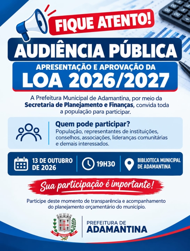 Audiência Pública em Adamantina para discutir a Lei Orçamentária Anual
